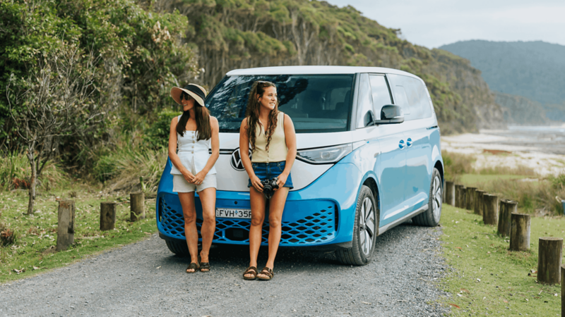 VW ID. Buzz ready to take kid to school.