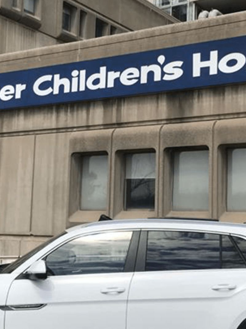 VW Canada delivering sanitizer to McMaster’s Children’s Hospital.