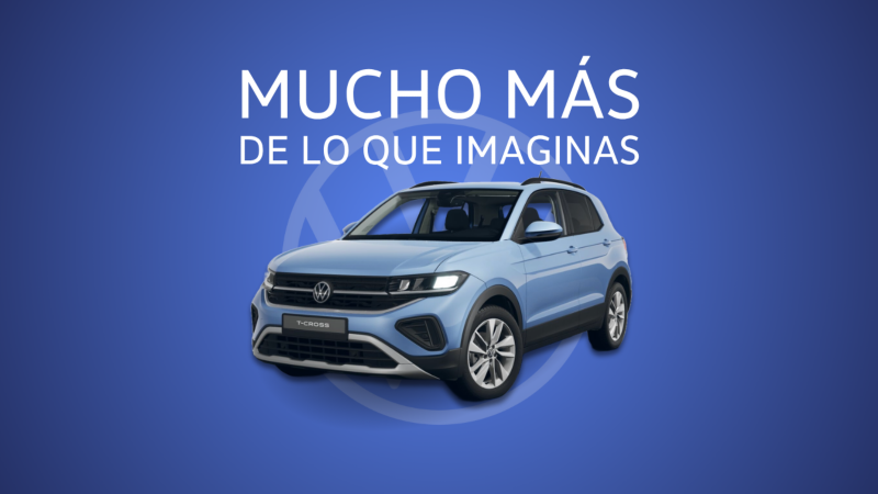 Volkswagen id.3 rojo sobre fondo azul. Mensaje: Mucho más de lo que imaginas