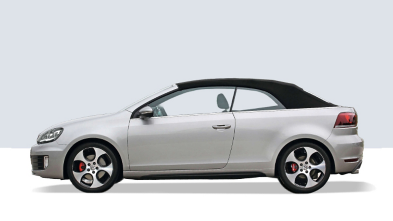 Side view of a Volkswagen Golf on a yellow background