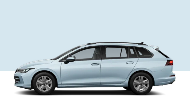 Side view of a Volkswagen Golf Estate on a light blue background