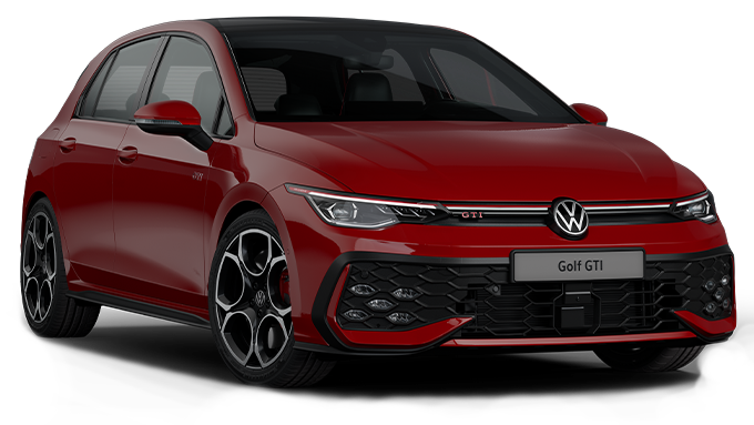 The new Golf 8 GTI in red 3D render three-quarter view