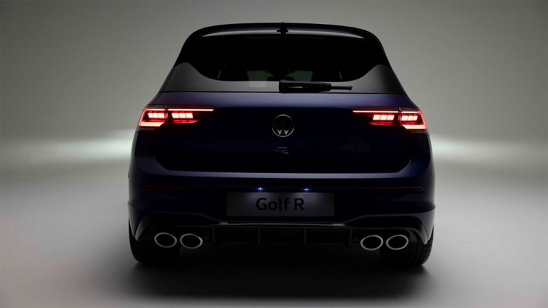 Blue Volkswagen Golf R back exterior view