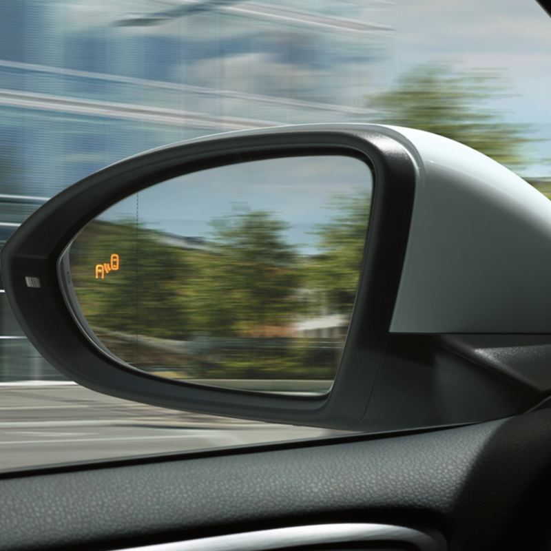 The Volkswagen Golf's assistance systems, featuring blind-spot assist 
