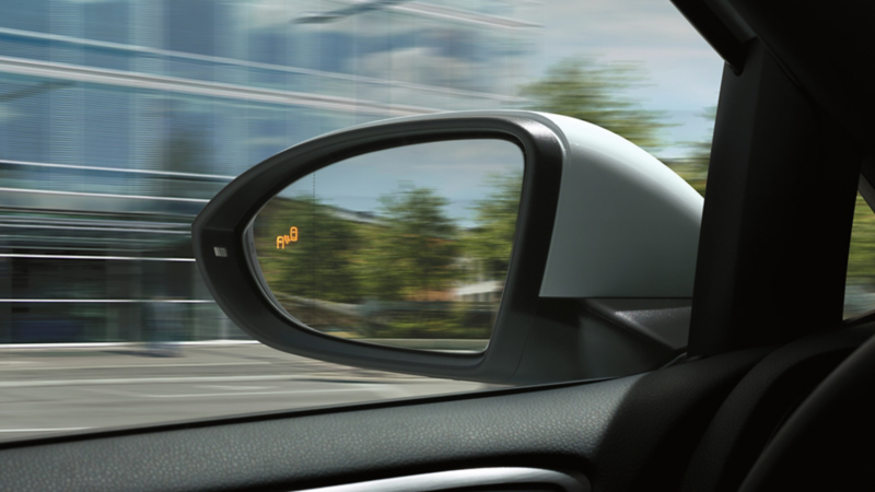 The Volkswagen Golf's assistance systems, featuring blind-spot assist 