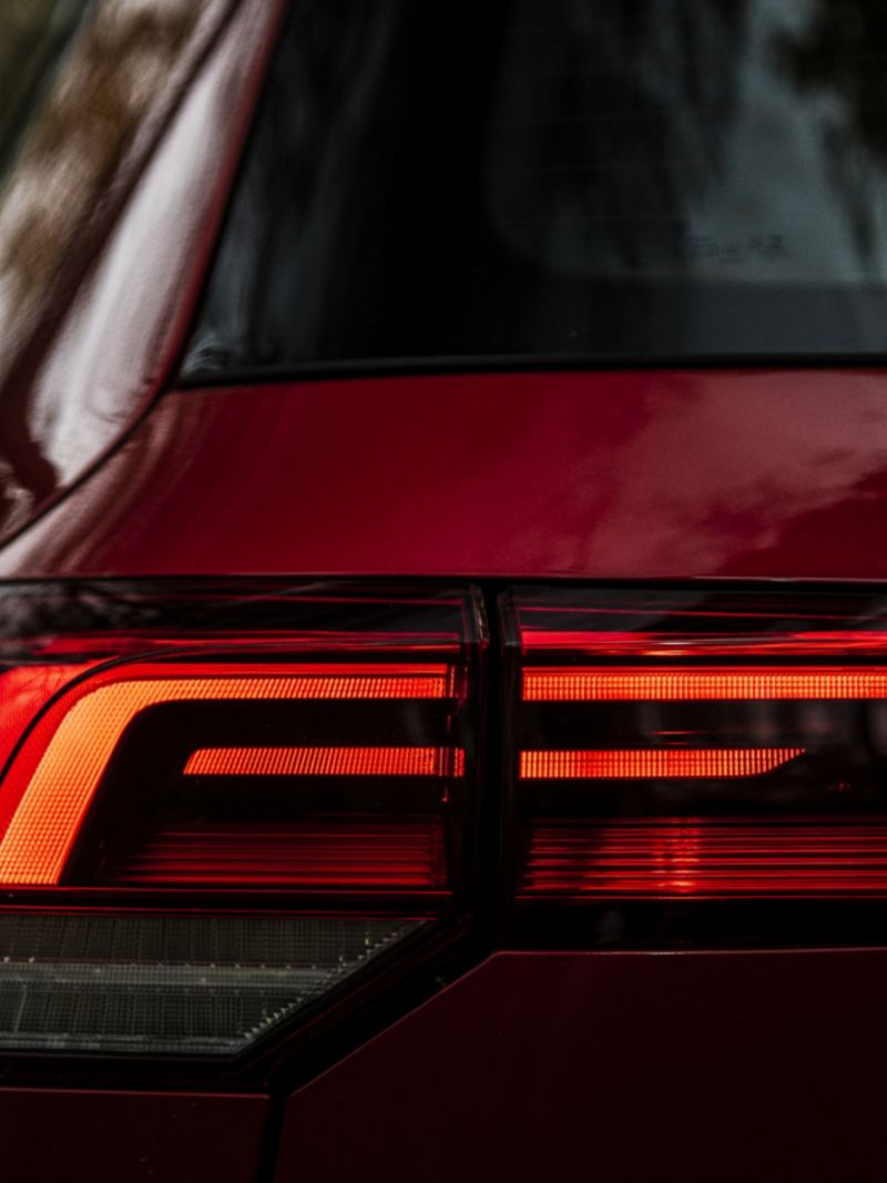 A close up of the rear taillights of the 2024 Golf GTI