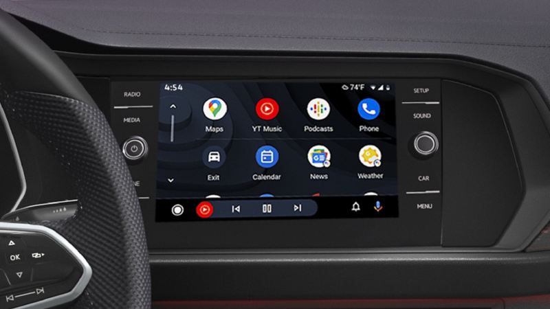 A closer up on the touchscreen display of the 2024 Golf GTI