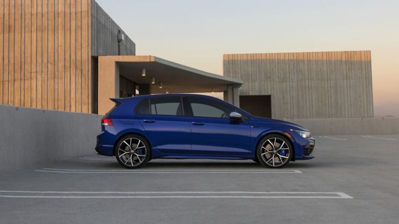 A side view of a parked 2024 Golf R