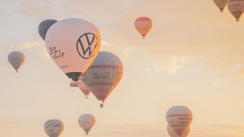 hot air balloons floating in the sky