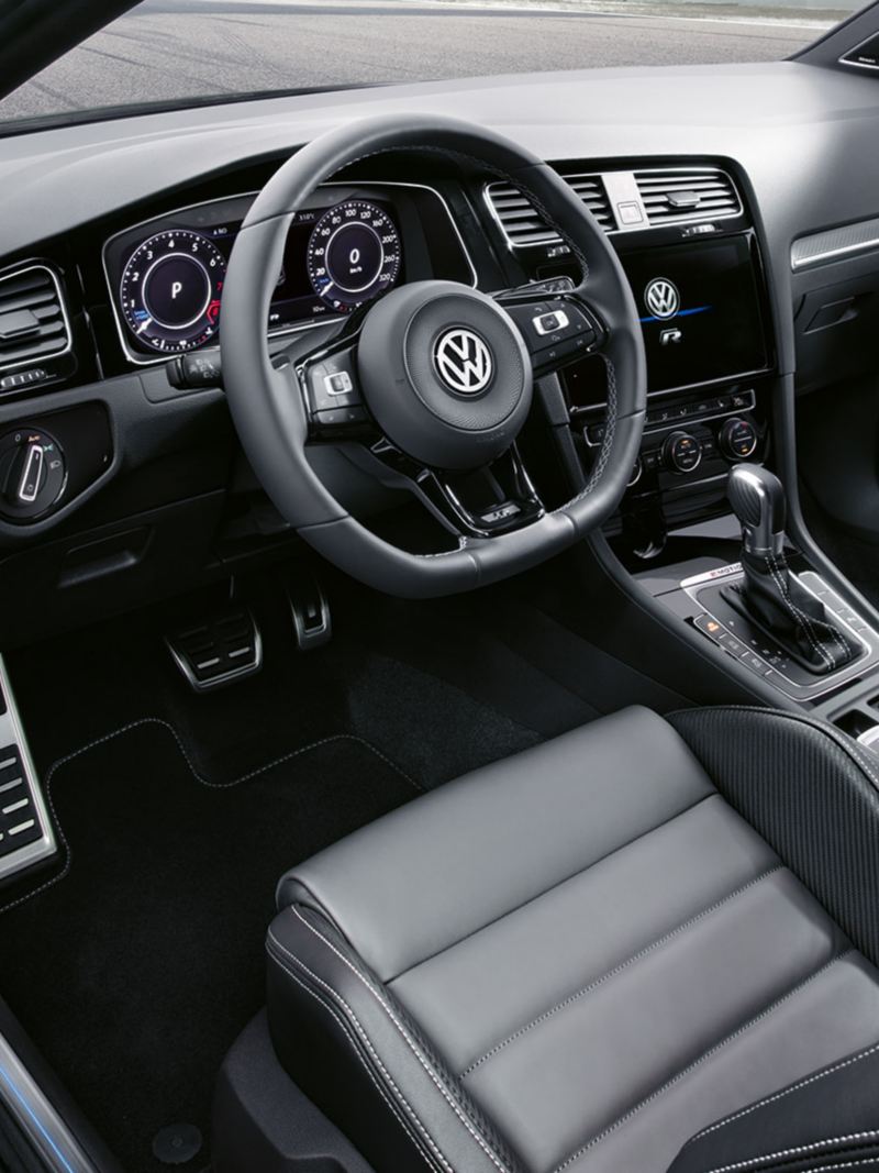 The interior of the Volkswagen Golf R.