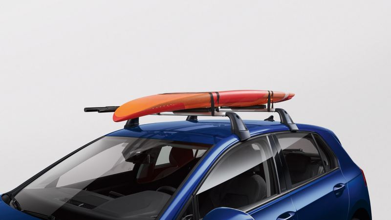 VW Accessories surfboard carrier on VW Golf