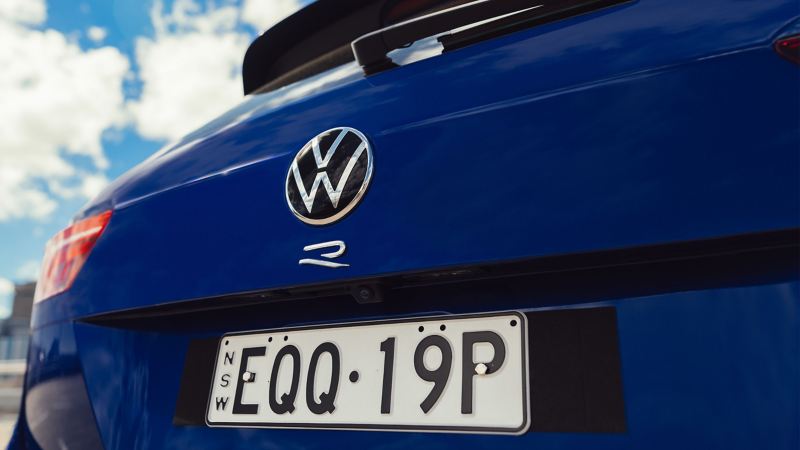 Close up of the Volkswagen Tiguan R logo on the Rear