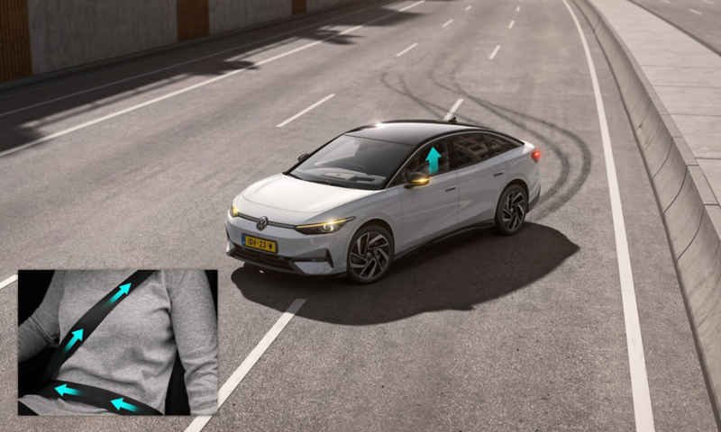 graphic shows support from the optional proactive occupant protection system