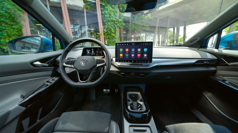 detaljert visning av interiøret i vw id4. 