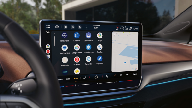 Écran tactile avec App-Connect dans le cockpit d'une VW ID.