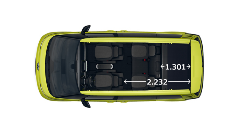 Der VW ID. Buzz "ENERGY" mit kurzen Radstand von oben.