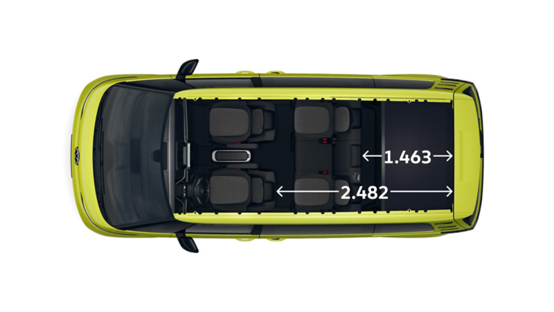 Der VW ID. Buzz "ENERGY" mit langem Radstand von oben.