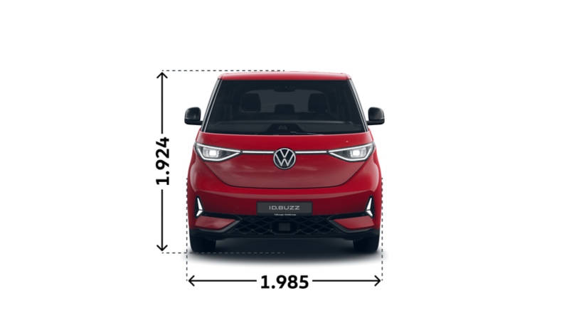 Der VW ID. Buzz GTX 4MOTION mit langem Radstand von vorne.