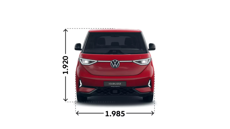 VW ID. Buzz GTX z długim rozstawem osi, widok z przodu.