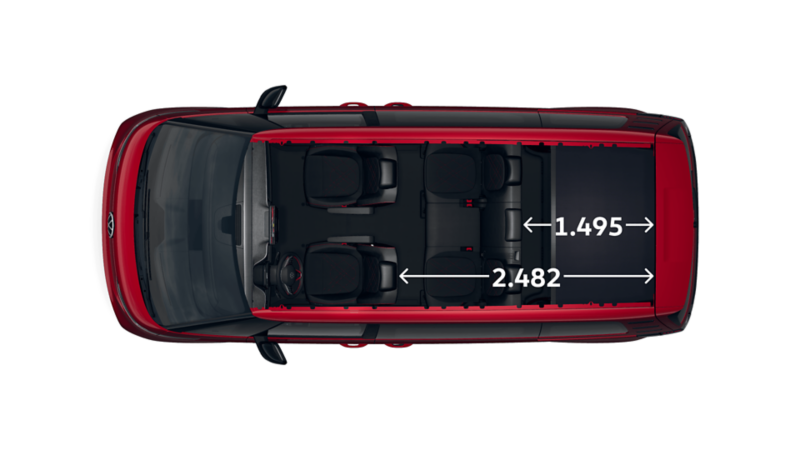 Der VW ID. Buzz GTX 4MOTION mit langem Radstand von oben.