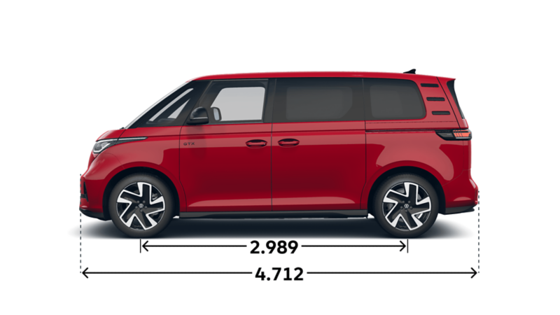 Der VW ID. Buzz GTX 4Motion mit kurzem Radstand von der Seite.