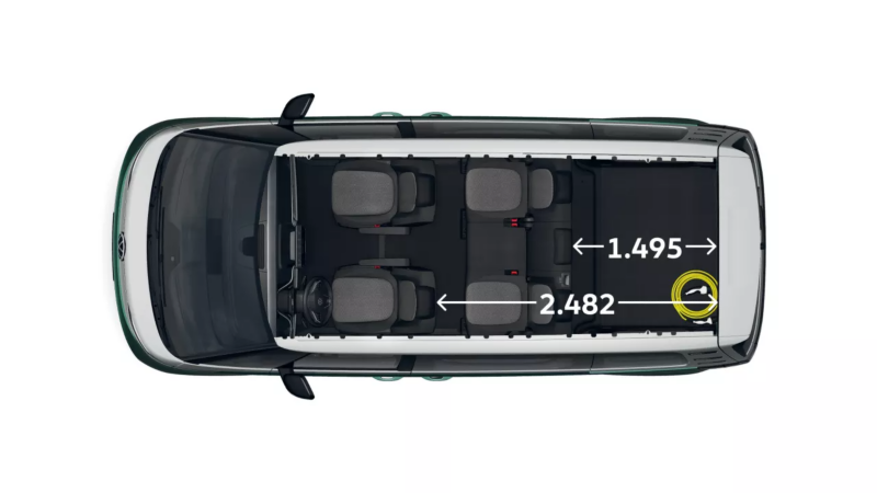 VW ID. Buzz Pro z długim rozstawem osi, widok z góry.