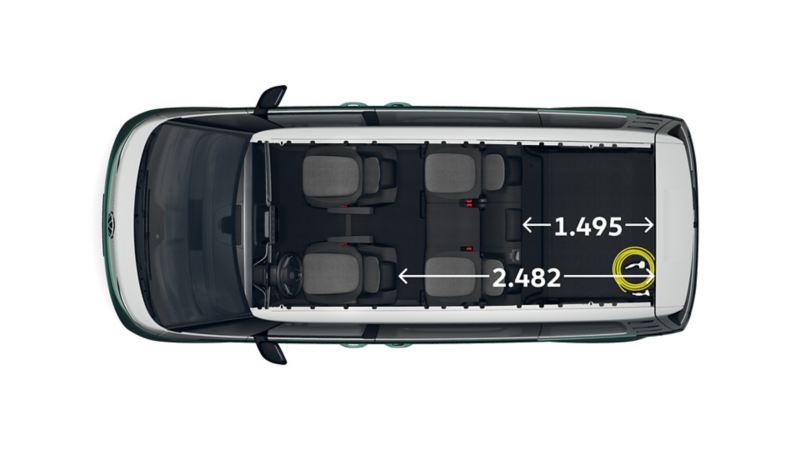 Der VW ID. Buzz mit langem Radstand von oben.