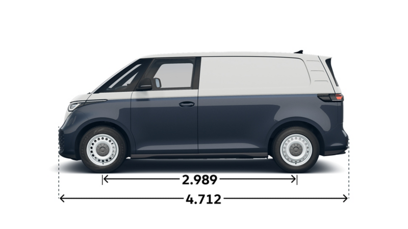 Måttskiss över VW ID. Buzz Cargo från sidan