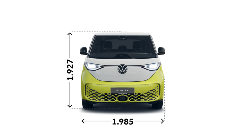 Der VW ID. Buzz Pro mit kurzen Radstand von vorne.