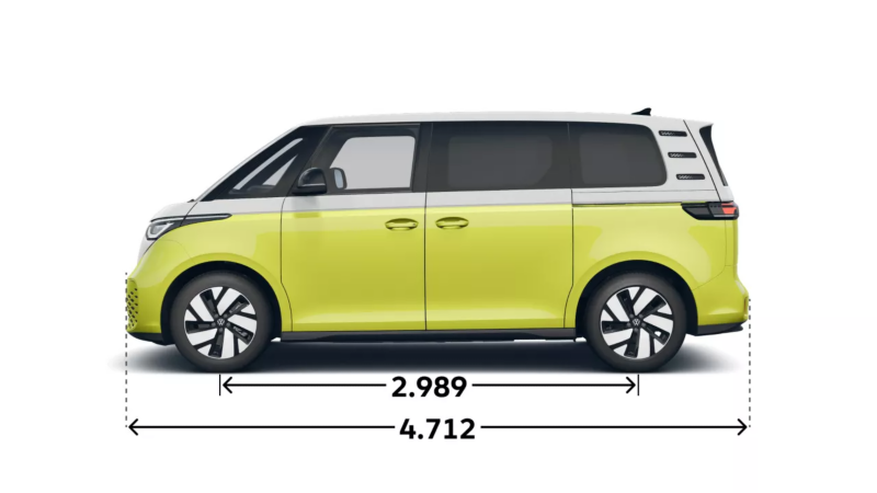 VW ID. Buzz Pro z krótkim rozstawem osi, widok z boku.