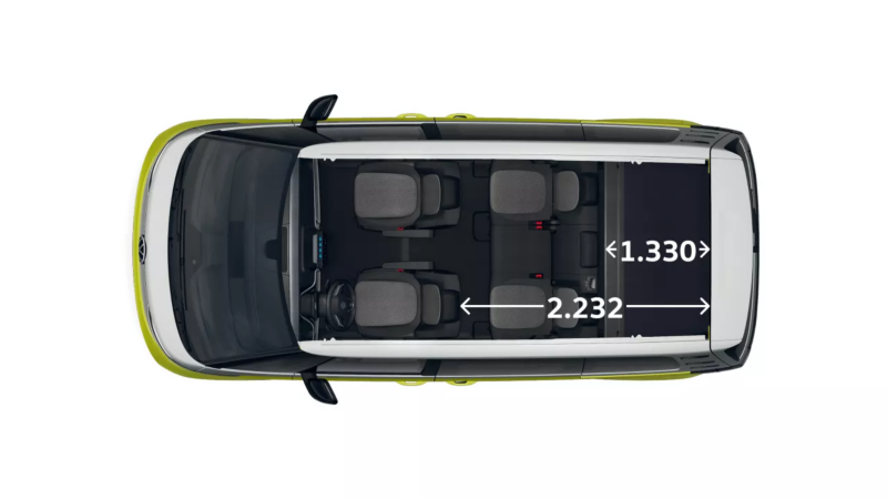 VW ID. Buzz Pro z krótkim rozstawem osi, widok z góry.