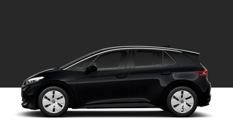Side view of a VW ID.3 on a dark grey background