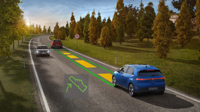 Illustration schématique du fonctionnement de la fonction One Pedal sur une VW ID. Polo.