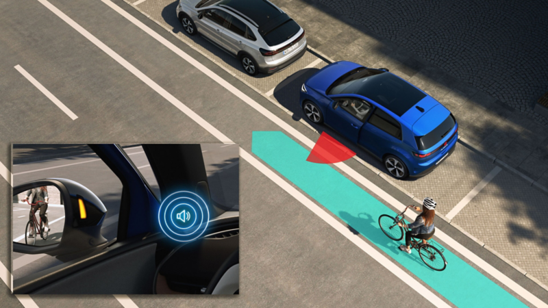The schematic illustration uses a VW ID. Polo to show how the Side Assist works.