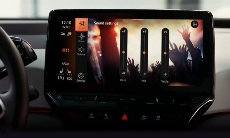 Infotainment system with sound settings displays on the screen