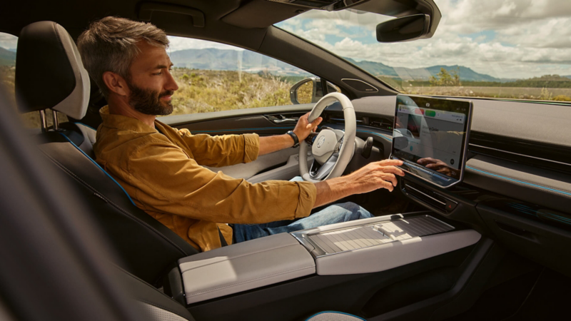 ID driver using the technology in their electric car