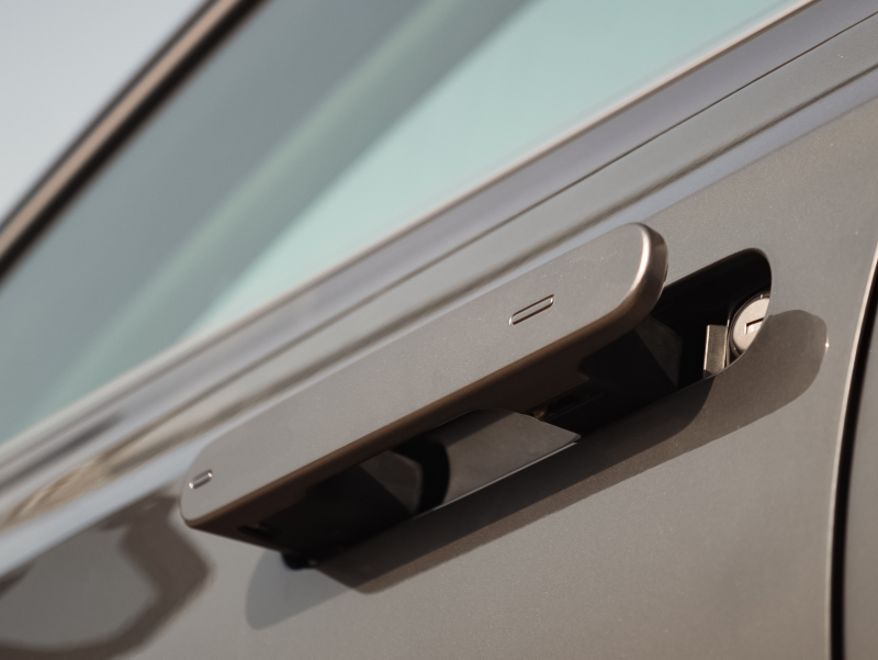 close up of the door handle
