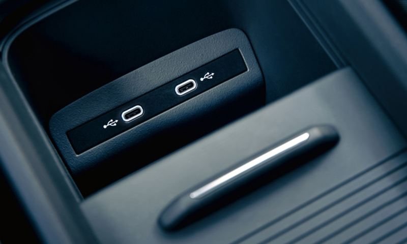 Mittelkonsole mit 2 optionalen USB-C-Schnittstellen im Volkswagen ID.3
