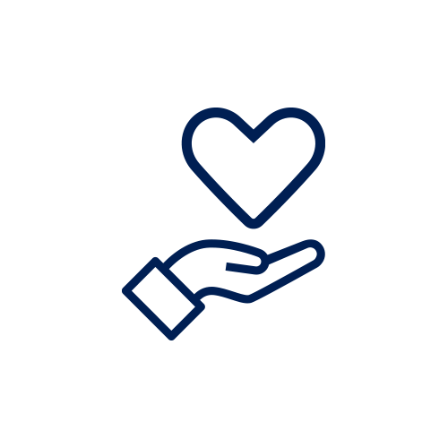 Icon shows heart on hand