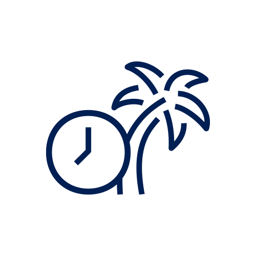 Icon shows clock and palm tree