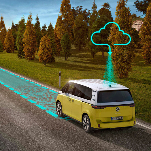Display of ID.buzz cargo using safety features on road