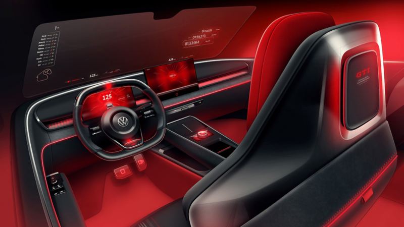 Rød VW ID. GTI Concept interiør
