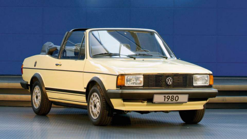 Vintage Yellow Jetta in showroom