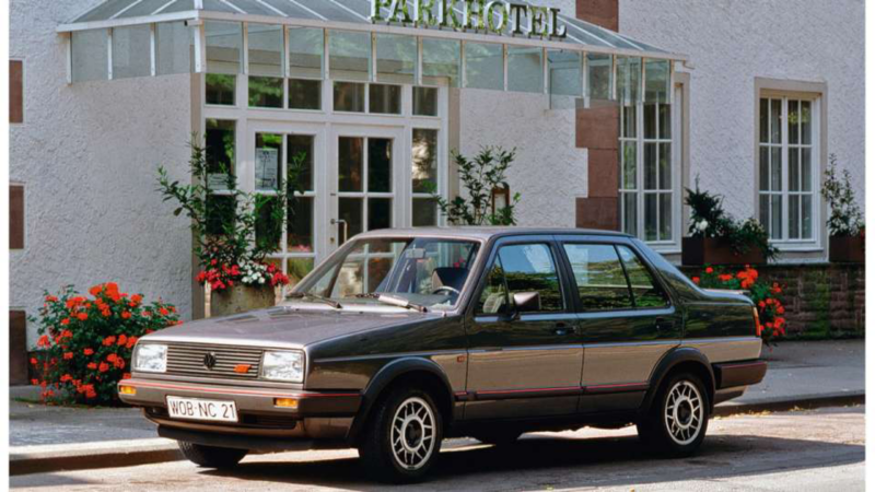 Vintage Jetta outside of the Park hotel