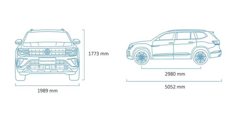Kích thước tổng thể Volkswagen Teramont President