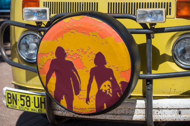 Spare tyre cover for the Volkswagen Kombi