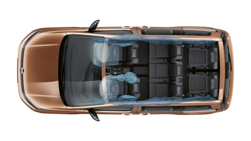 Ilustración del interior de un vehículo VW.
