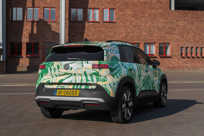 View of the tail lights of a VW ID. Cross with concept wrap.