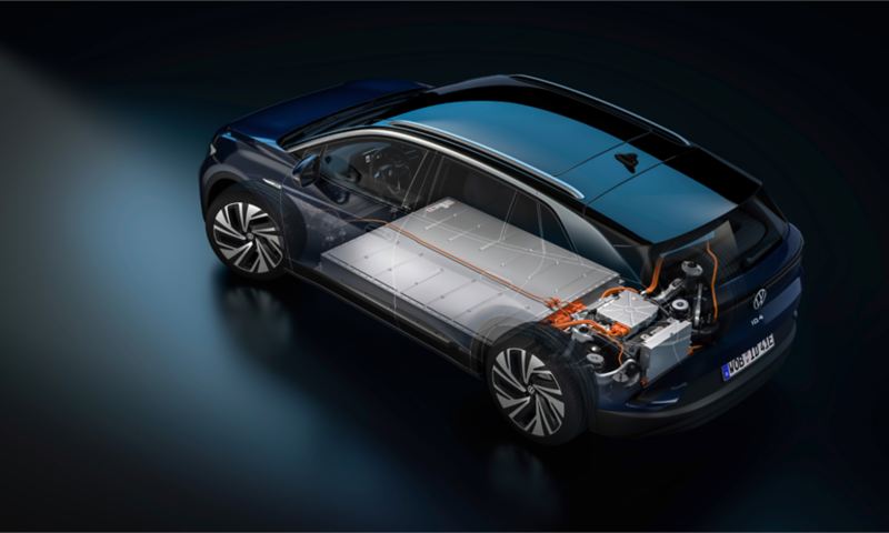 Vue de la structure interne de la Volkswagen ID.4, lien vers la page « La Plateforme MEB »