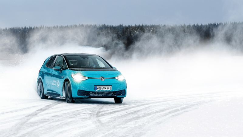 Adventure with the VW Driving Experience on a snow-covered road
